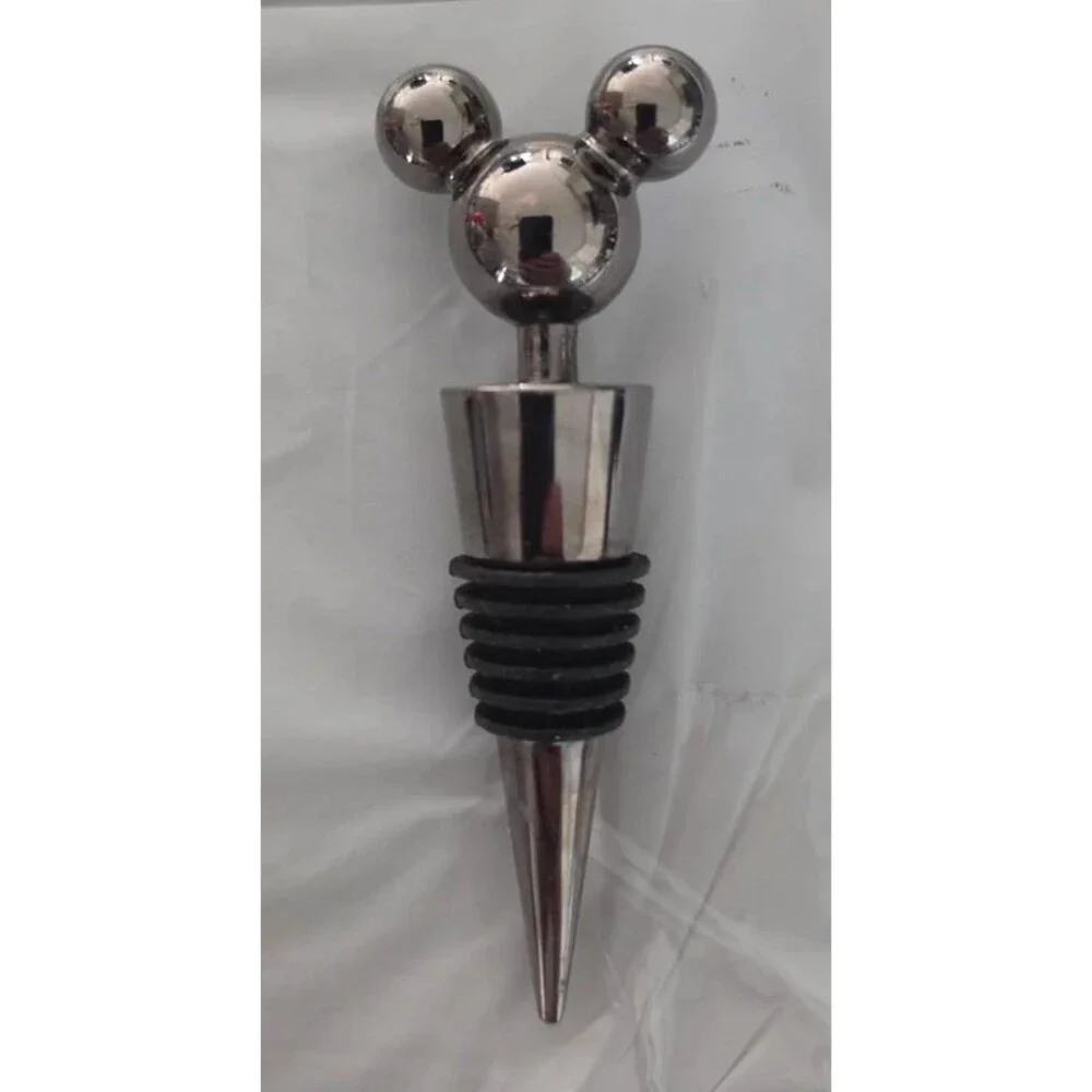 Disney Mickey Mouse Head Wine Bottle Stopper Silver Chrome Barware